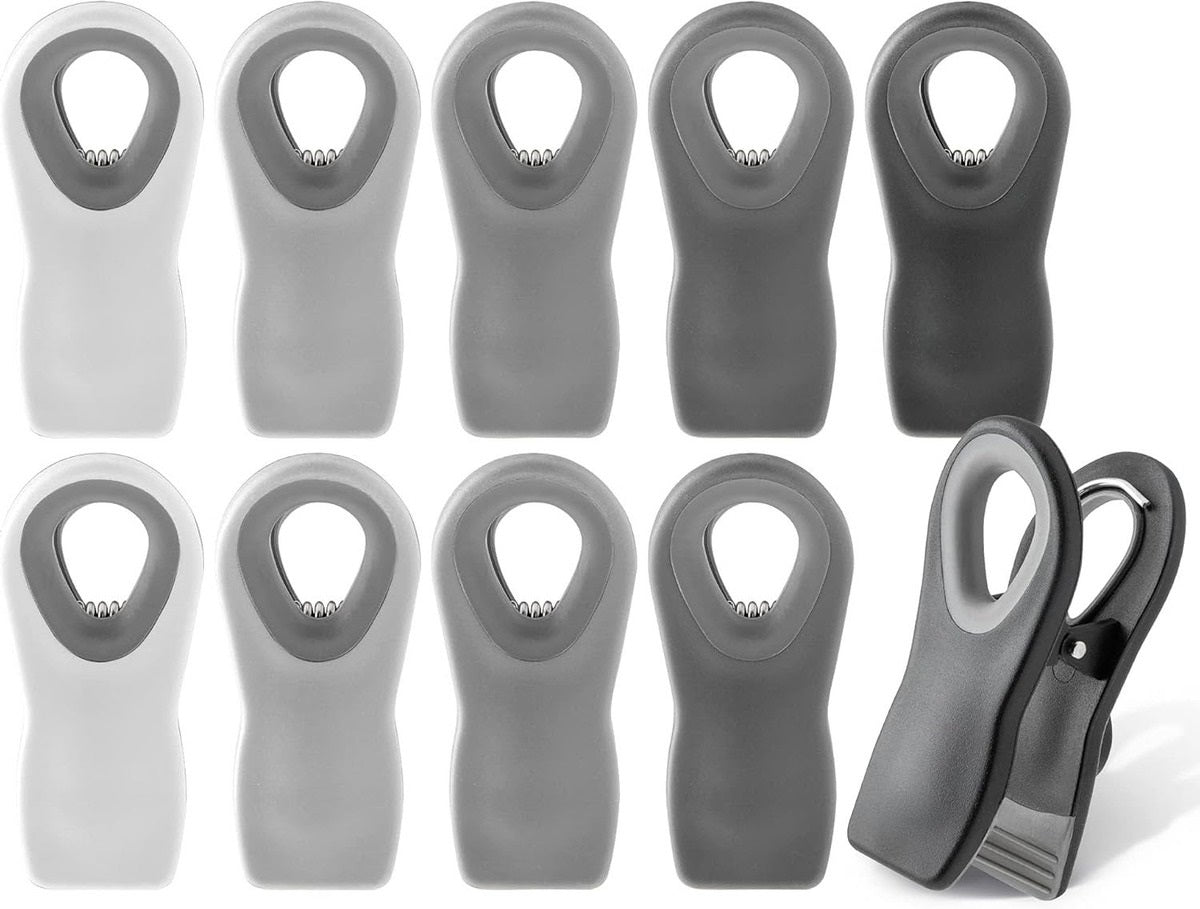 10-Piece Magnetic Bag Clip Set, Greys-0