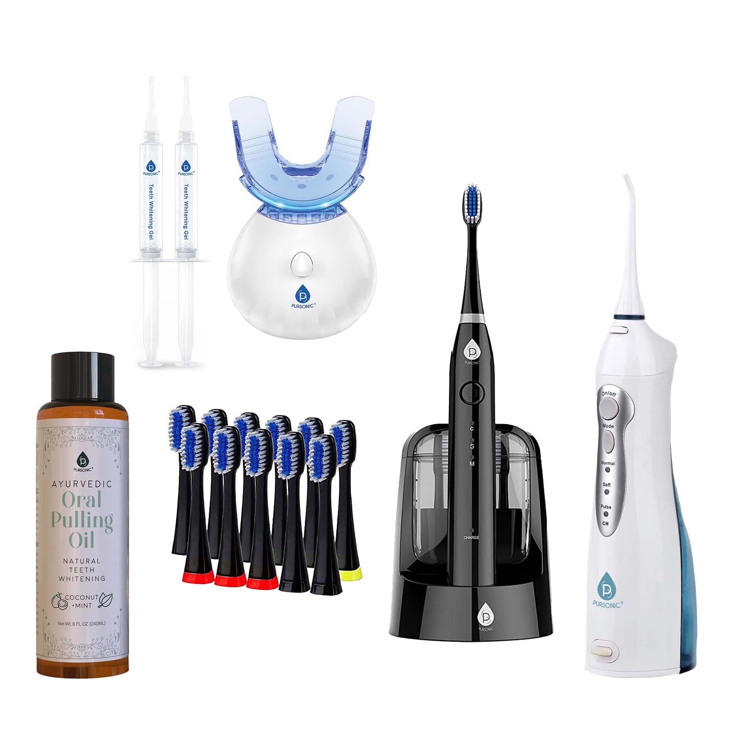 Pursonic Ultimate Oral Care Bundle – Smart Electric Toothbrush, Oral Irrigator, LED Whitening, and Ayurvedic Oil-0